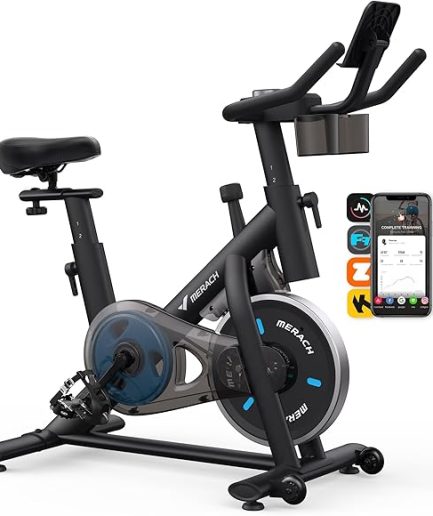MERACH Exercise Bike, Brake Pad Stationary Bike with Exclusive App