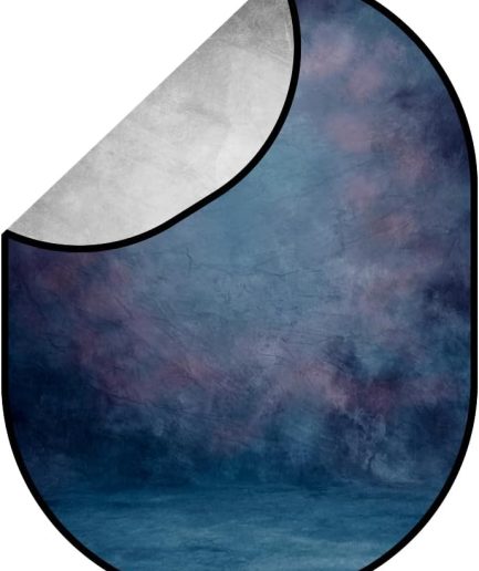 Kate Collapsible Backdrop for Photography Flower Blue and Grey Portable Photo Backdrops Pop Up Background for Portrait, Live Streaming, 5x6.5ft